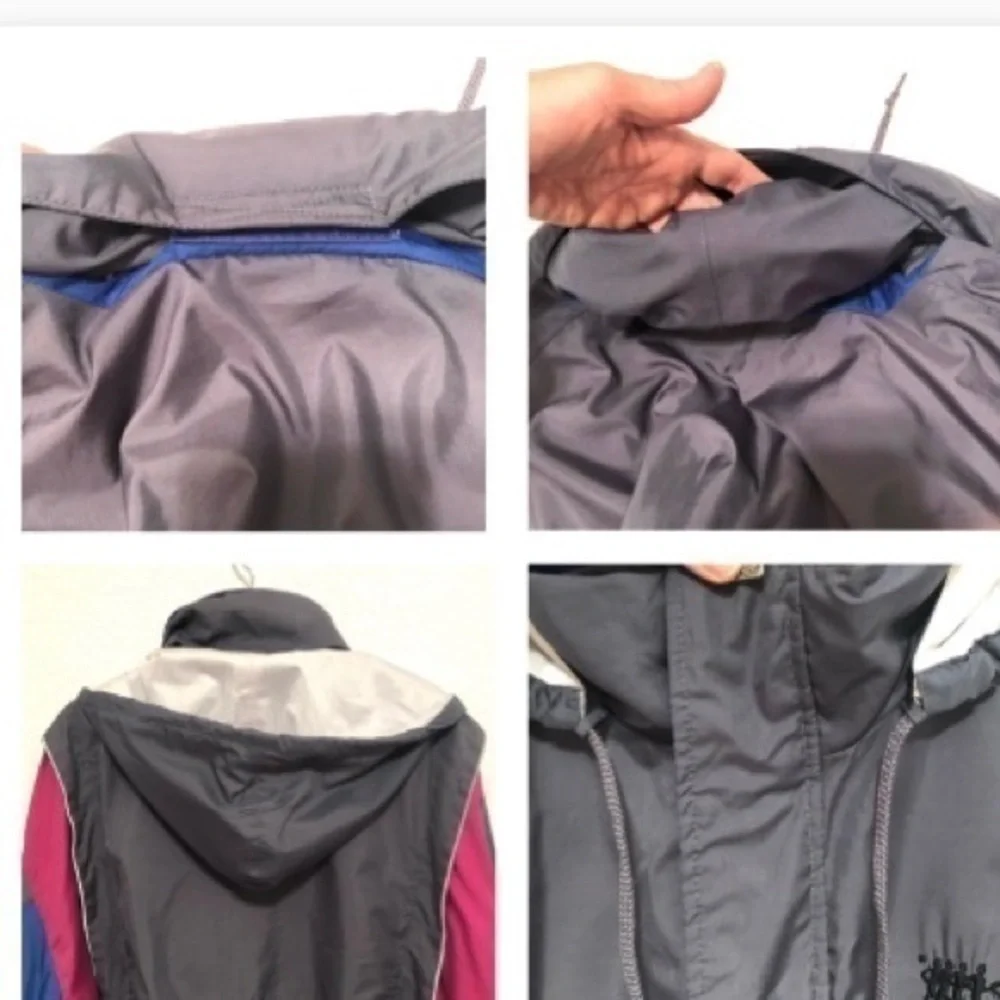 VINTAGE FRANK SHORTER GRAY PINK BLUE WINDBREAKER JACKET LARGE